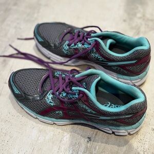 ASICS Women's Gray, Teal & Purple Athletic Running Shoes